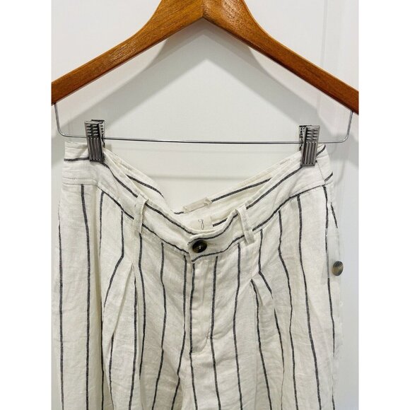 JOIE 100% Linen Striped Loose Wide Leg Pants Pockets Lightweight Breathable Sz 6 - Picture 2 of 7